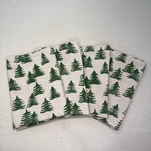 Threshold Beige and Green Tree Patterned Cloth Napkins - Set of 4